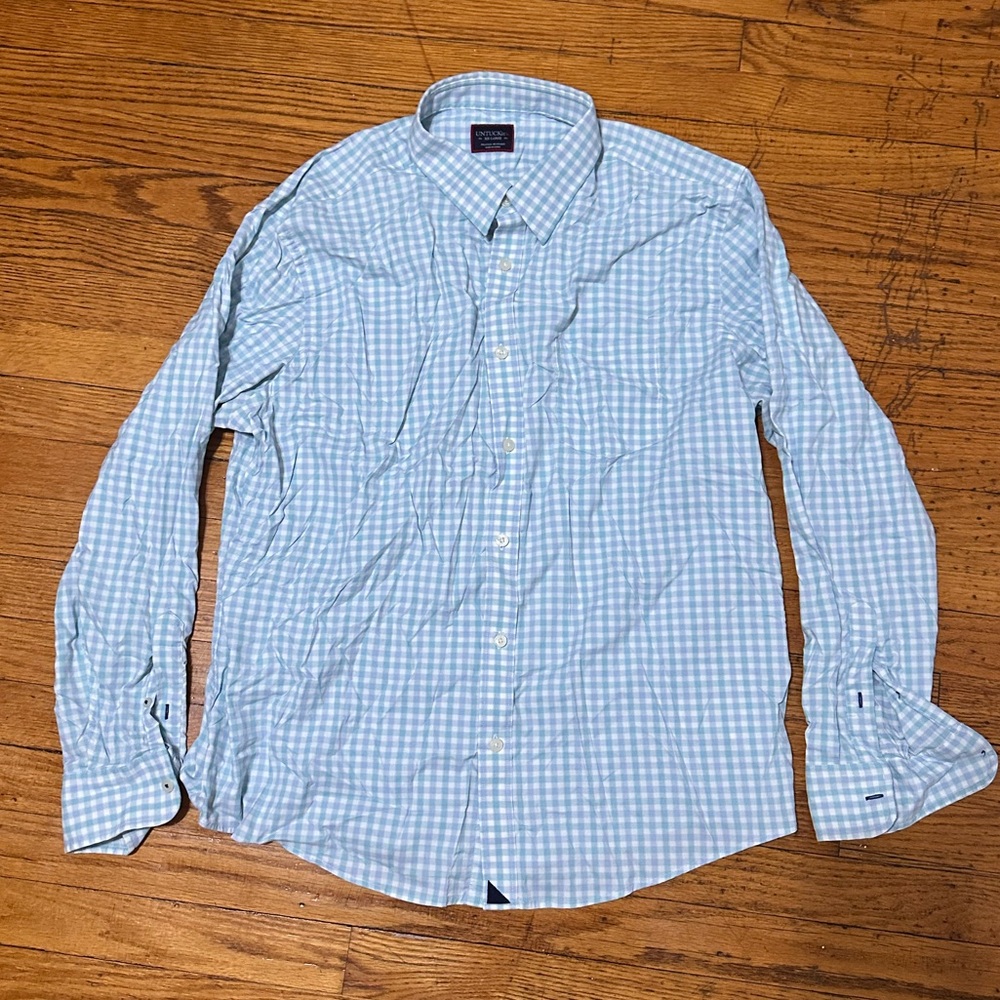 Men's Blue and Green UNTUCKit Checkered Shirt